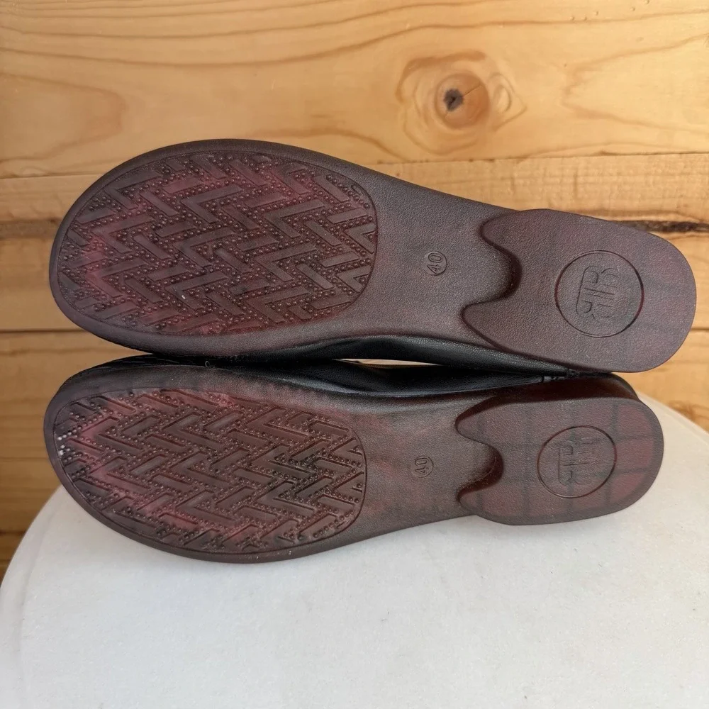 Faux Leather Soft Comfort Flex Flat Shoes‎ Flower Black Whimsigoth Fairy 8.5/9